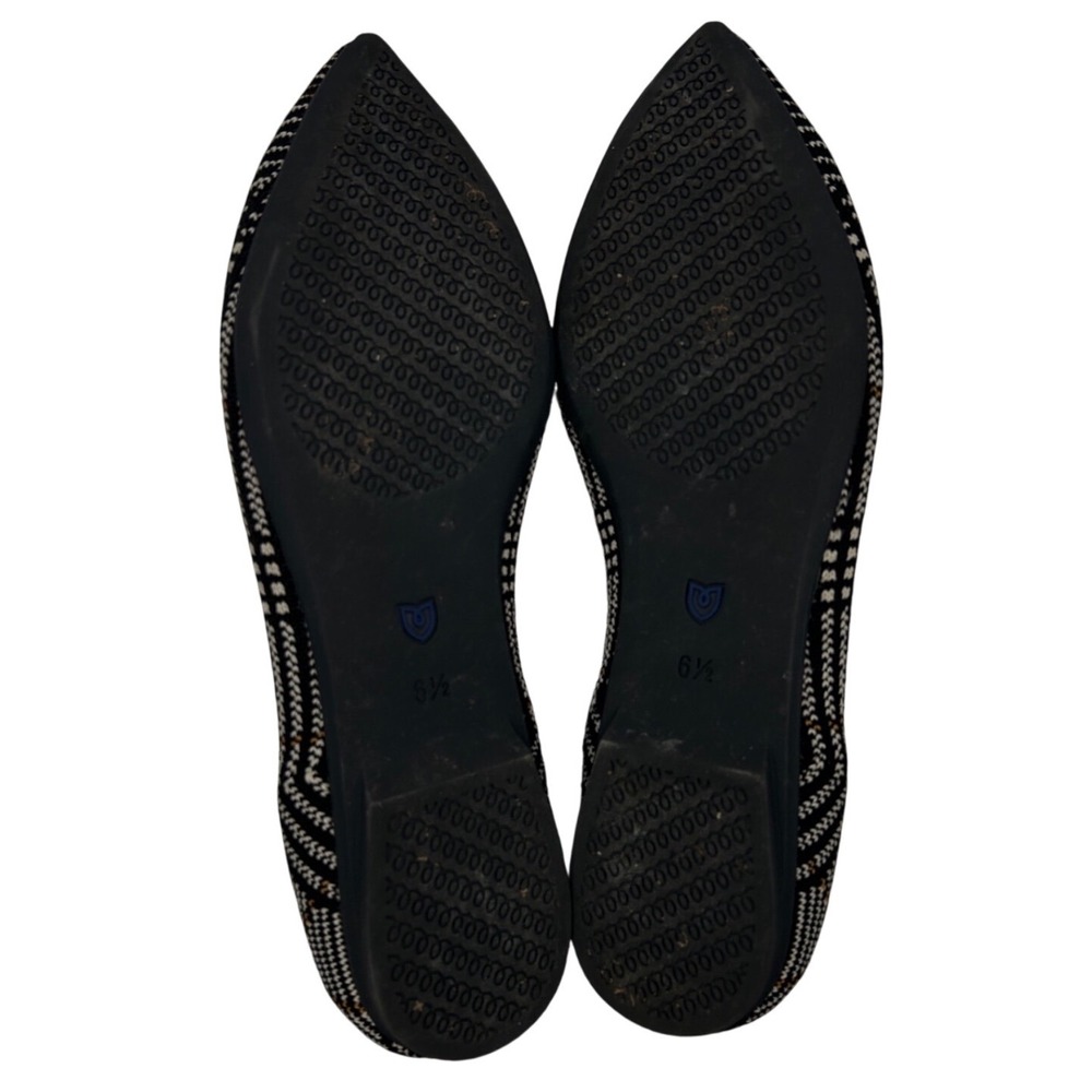 Rothys The‎ Point Glen Plaid Black White Brown Pointed Toe Flats Shoes Retired - Picture 6 of 8